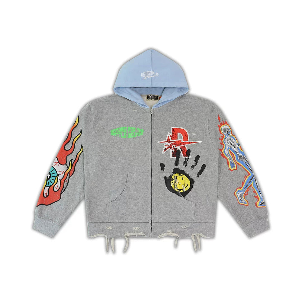 Rough Play Graphic Hoodie Grey