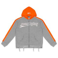 Rough Play Letter Printed Hoodie Orange Grey