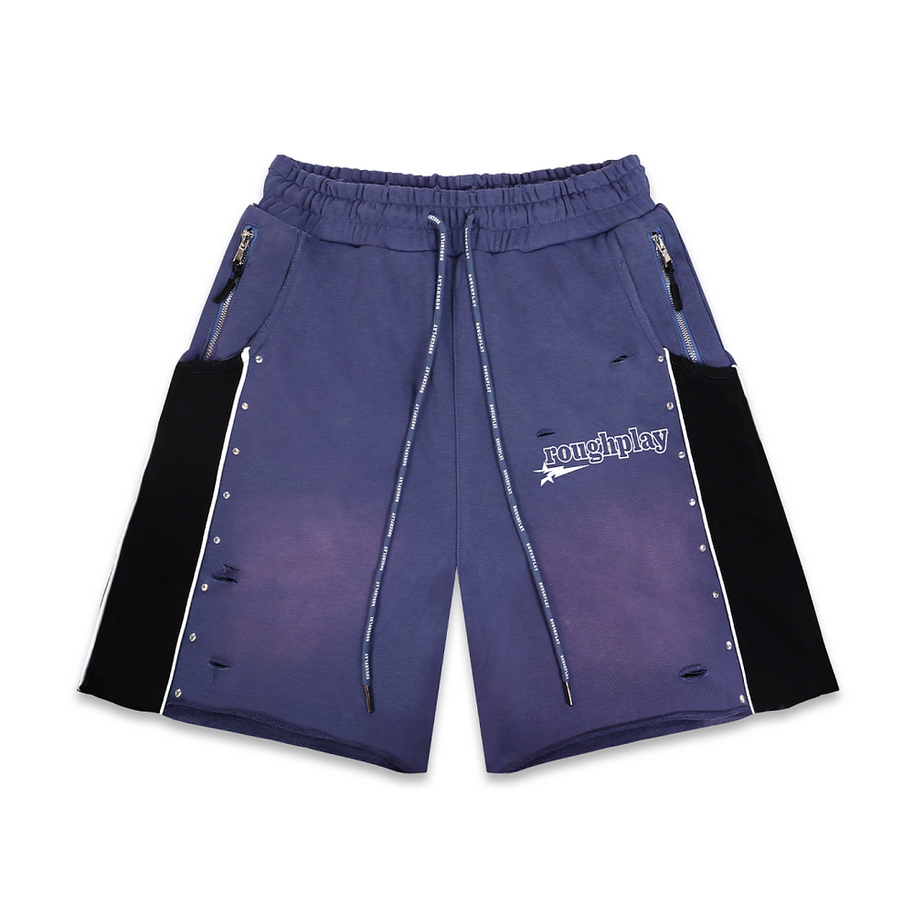 Rough Play Letter Printed Shorts Purple Black