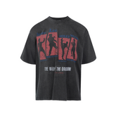 HC/HermitCreate Bruce Lee 2.0 Retro Print Vintage Washed Antique Short-Sleeved T-Shirt