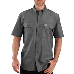 Carhartt 104369 Pure Cotton Loose-Peaked Button-Down Work Shirt with Multiple Pockets