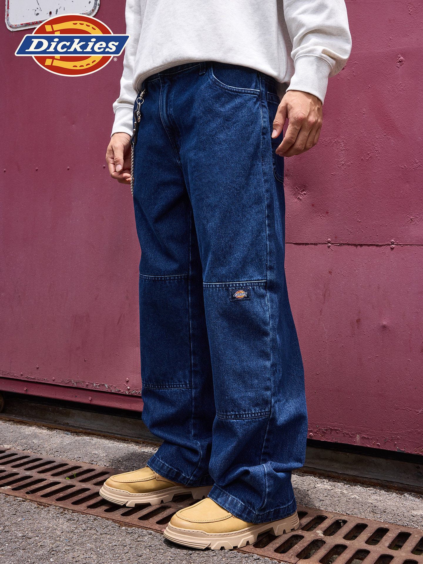Dickies washed denim vintage blue loose fit work pants
