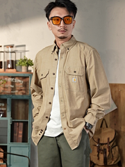 Carhartt 104368 Loose-Peaked Buttoned Collar Work Shirt with Multiple Pockets