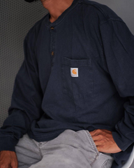 Carhartt K128 Mainline Henry Front Pocket Work Long-Sleeve T-Shirt