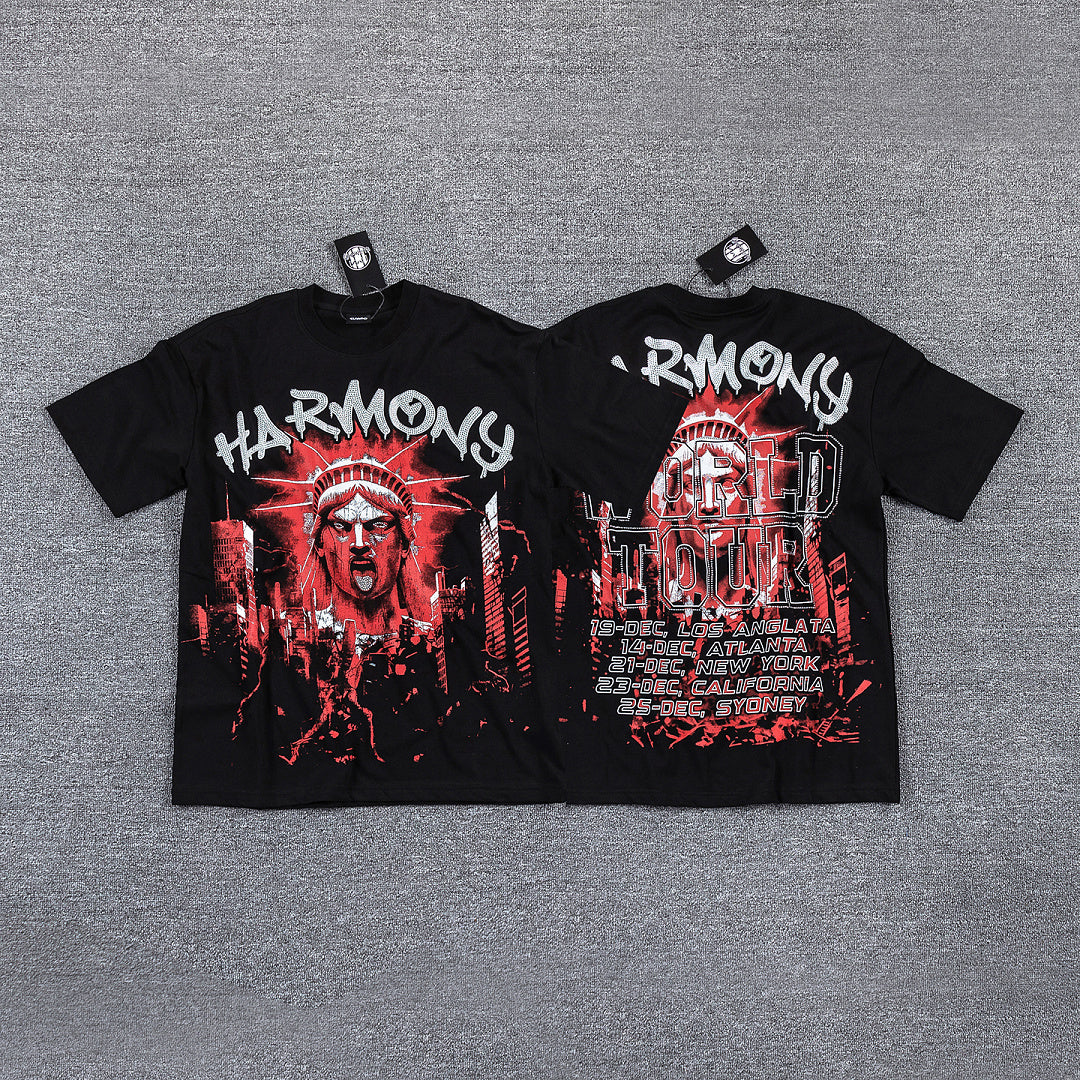 HARMONY Red Graphic Streetwear Tee