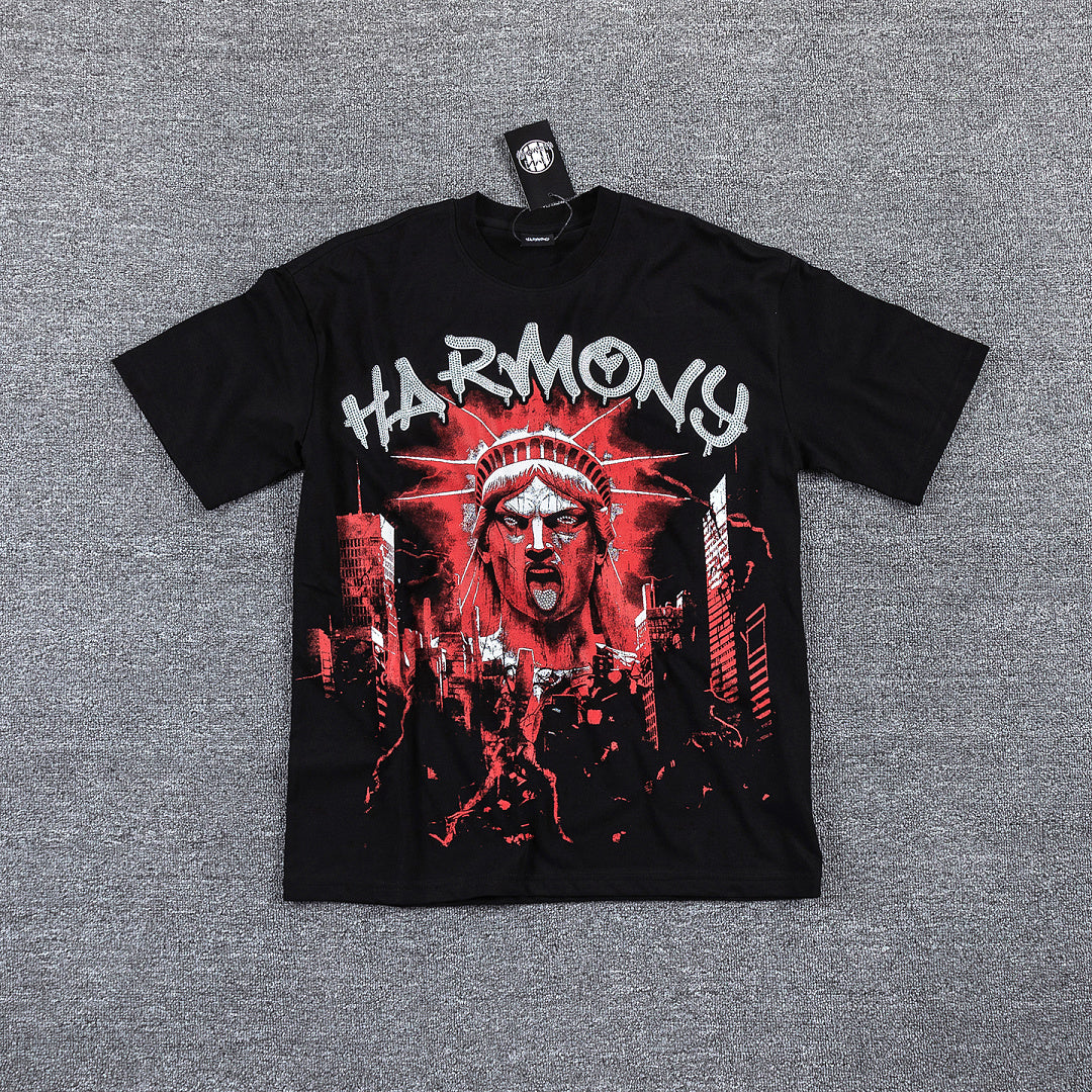 HARMONY Red Graphic Streetwear Tee