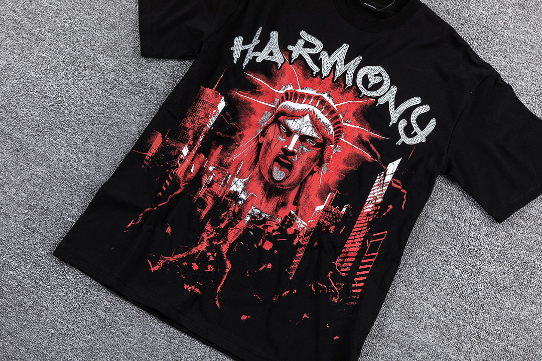 HARMONY Red Graphic Streetwear Tee