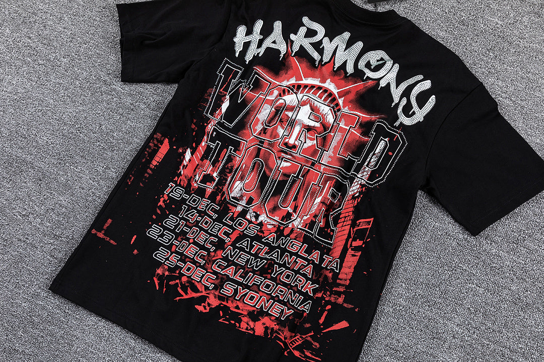 HARMONY Red Graphic Streetwear Tee