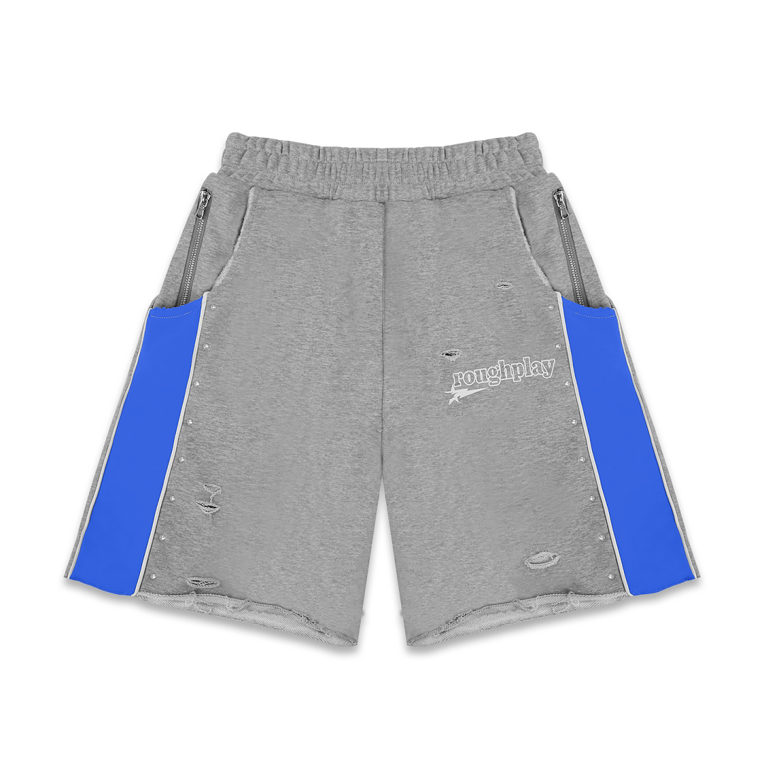 Rough Play Letter Printed Shorts Blue Grey