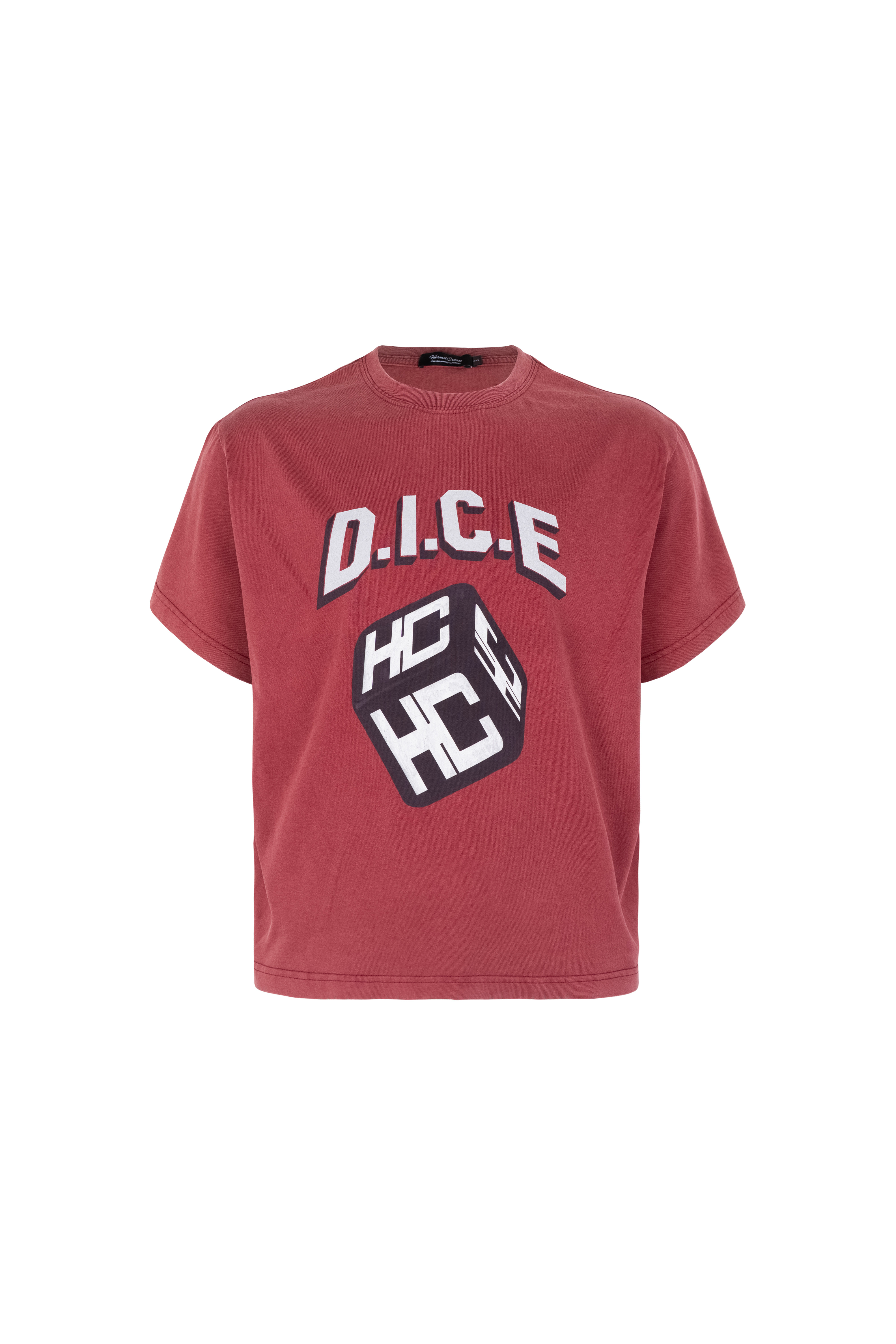 HC/HermitCreate Dice Double Color LOGO Washed Street Boxy Version Vintage Short Sleeve T