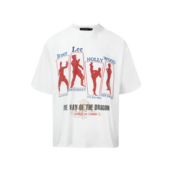 HC/HermitCreate Bruce Lee 2.0 Retro Print Vintage Washed Antique Short-Sleeved T-Shirt