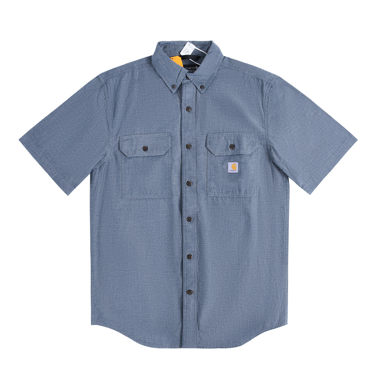 Carhartt 104369 Pure Cotton Loose-Peaked Button-Down Work Shirt with Multiple Pockets