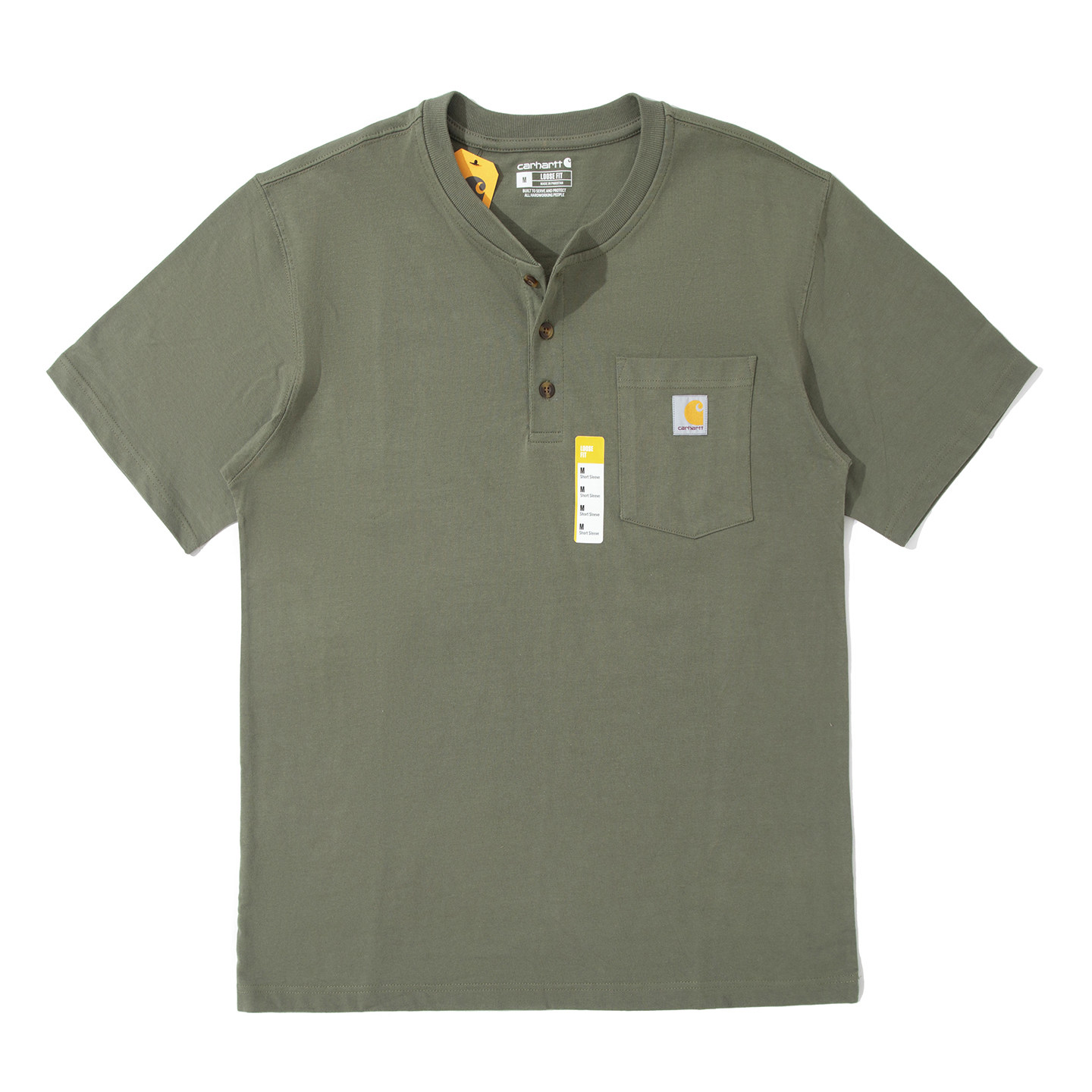 Carhartt K84 American workwear style Henry collar casual loose-fit short-sleeved T-shirt with pockets