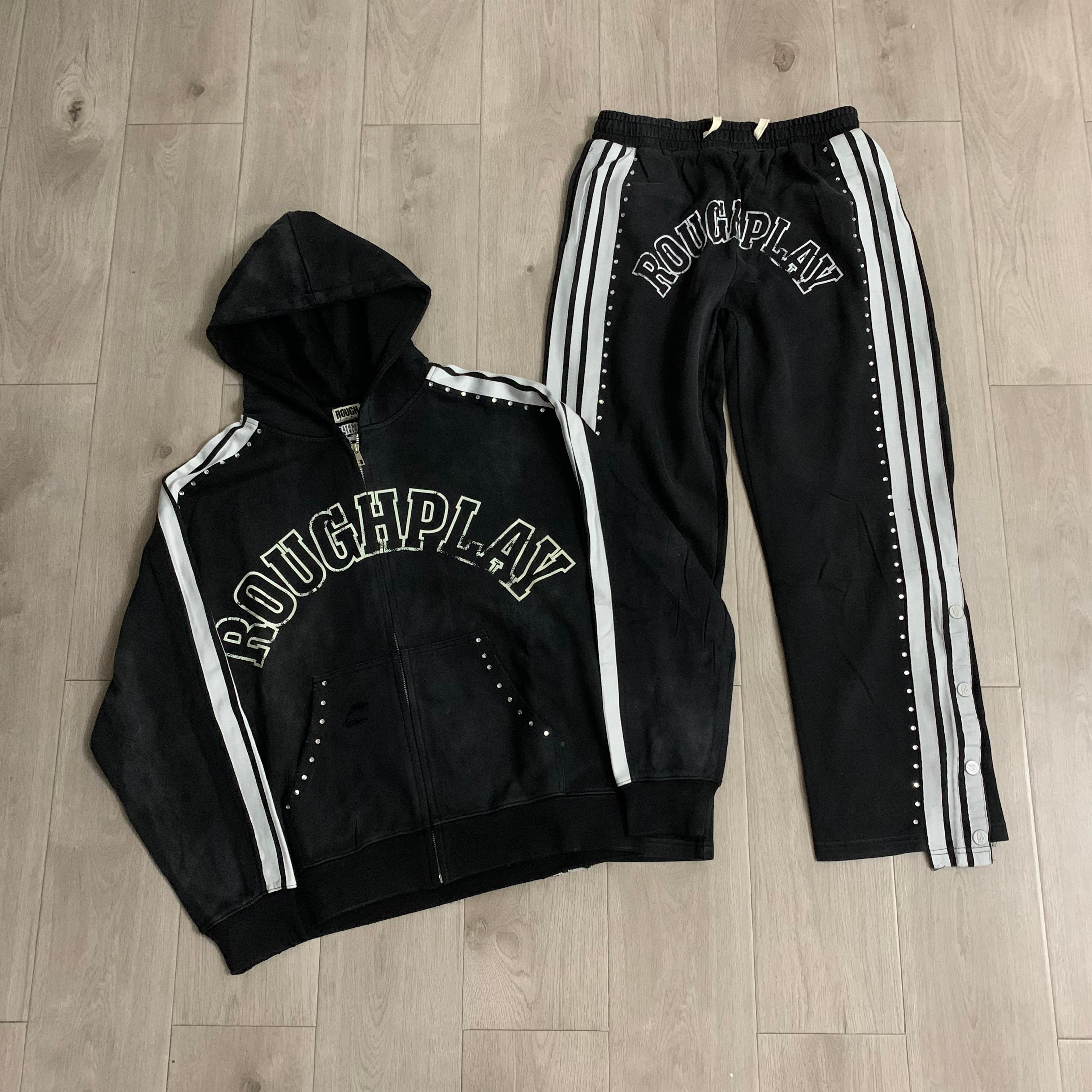 Rough Play Graphic Hoodie & Track Pants Set Black