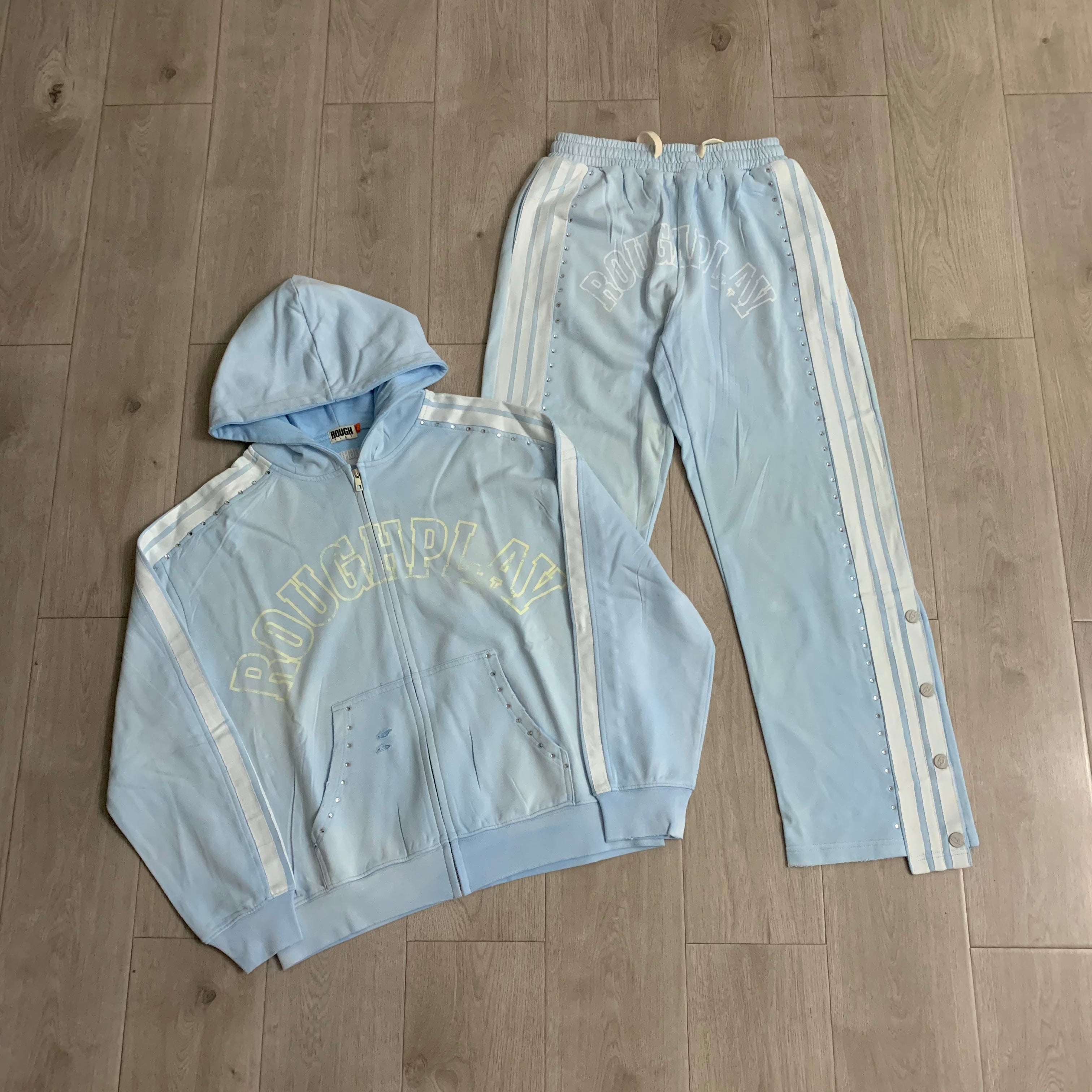 Rough Play Graphic Hoodie & Track Pants Set Blue