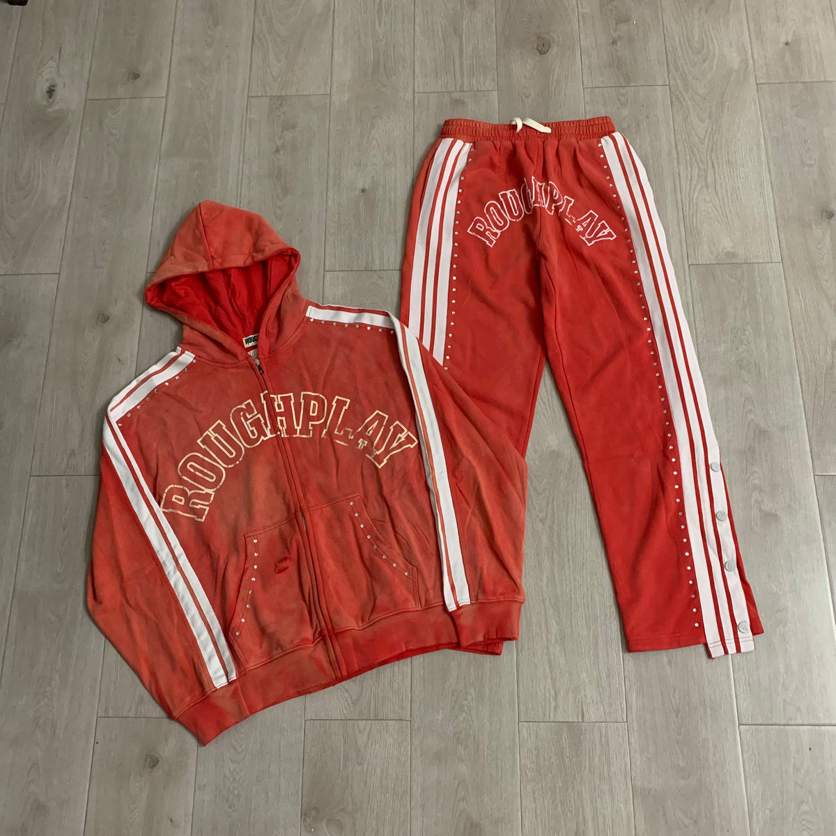 Rough Play Graphic Hoodie & Track Pants Set Red